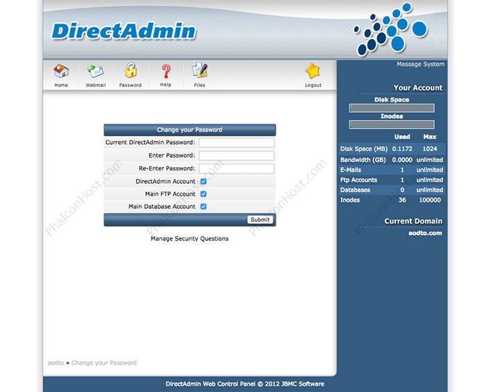 DirectAdmin Change Password